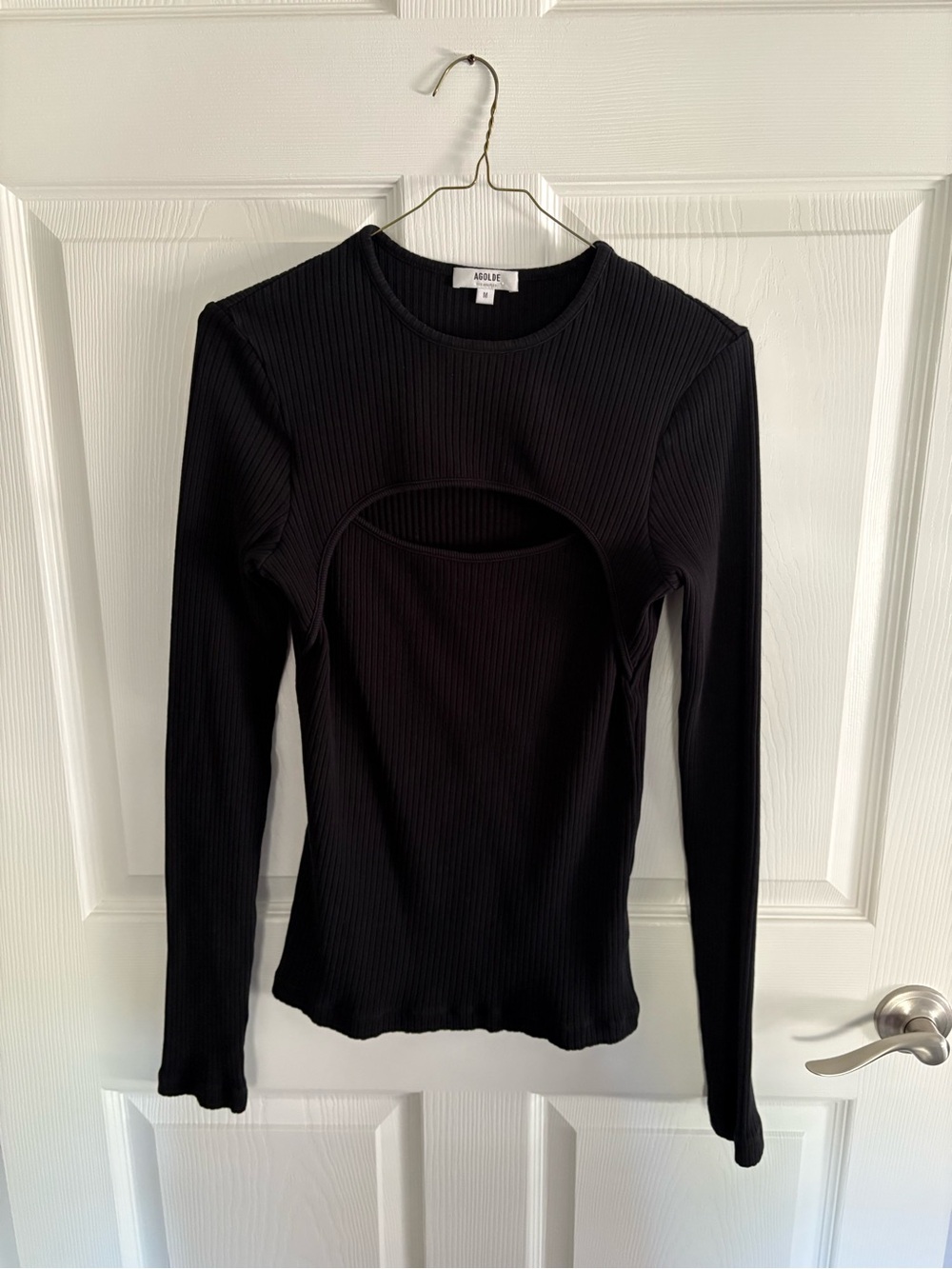 agolde black ribbed top medium